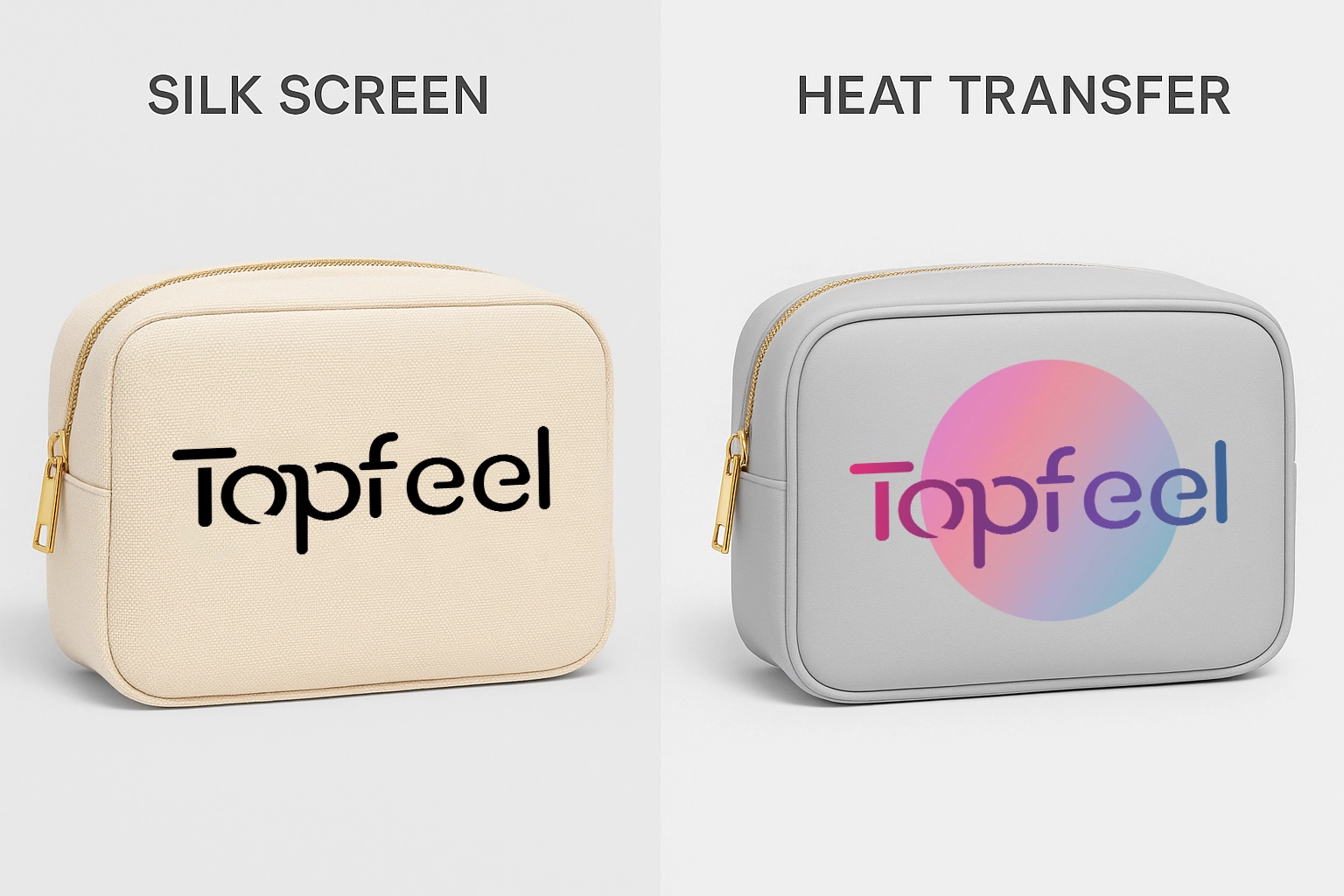 Sérigraphie vs Transfert thermique : Quelle méthode d'impression de logo convient à votre sac à cosmétiques ?