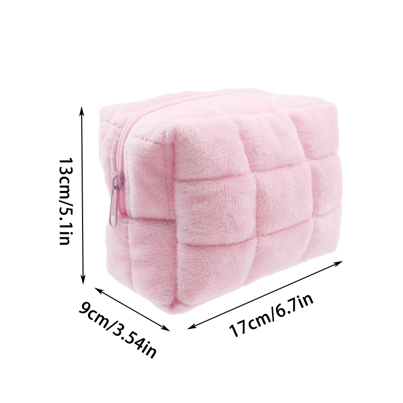 CB059 Sac à maquillage portable en peluche mignon et esthétique à marque privée Usine