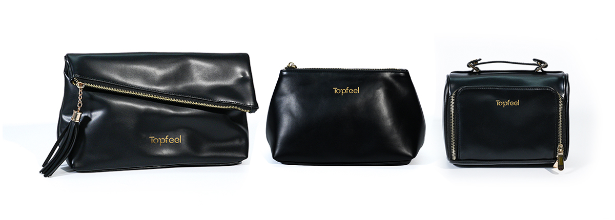 CB022 Vízálló PU Két Rétegű Fekete Kozmetikai Táskák