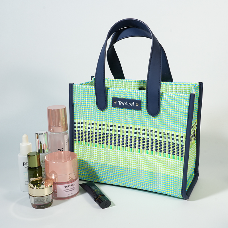 CB063 Изготовление на заказ классической плетеной сумки-тоут из веганской кожи с полосками