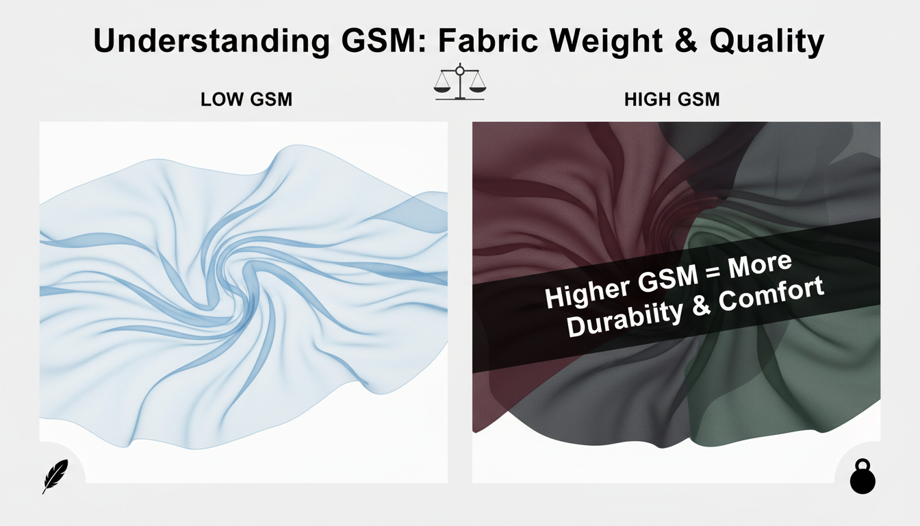 Visual comparison of Low GSM versus High GSM fabric drape and density