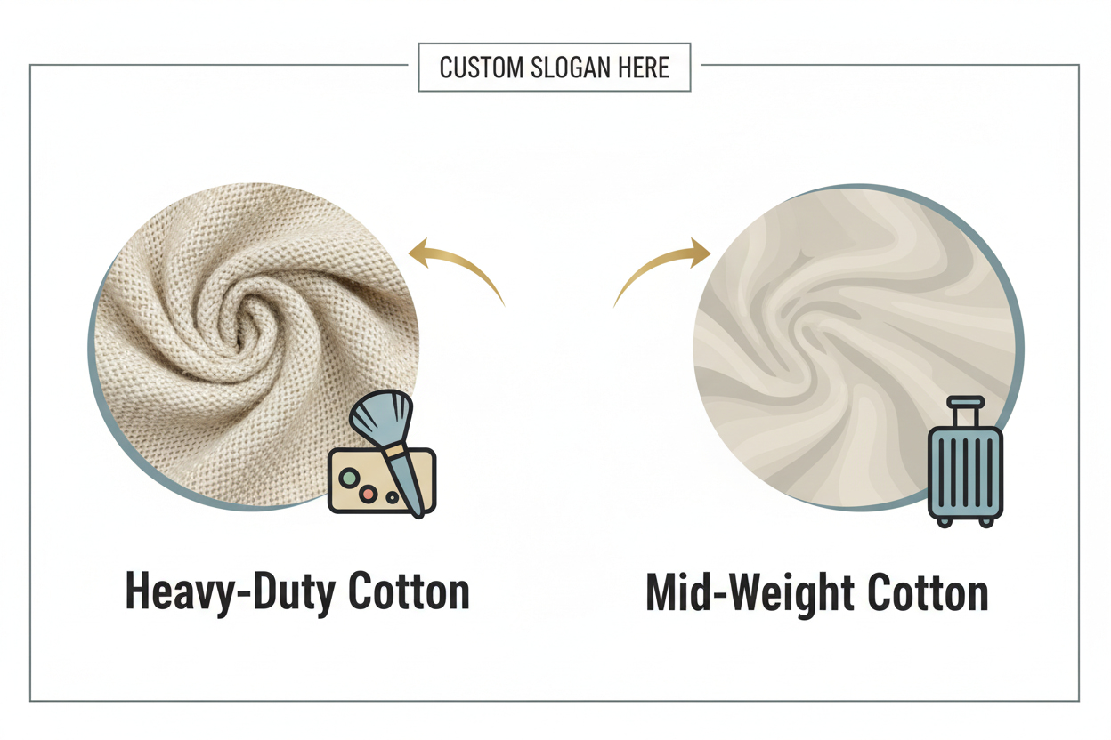 Comparison of Heavy-Duty Cotton texture versus Mid-Weight Cotton flow