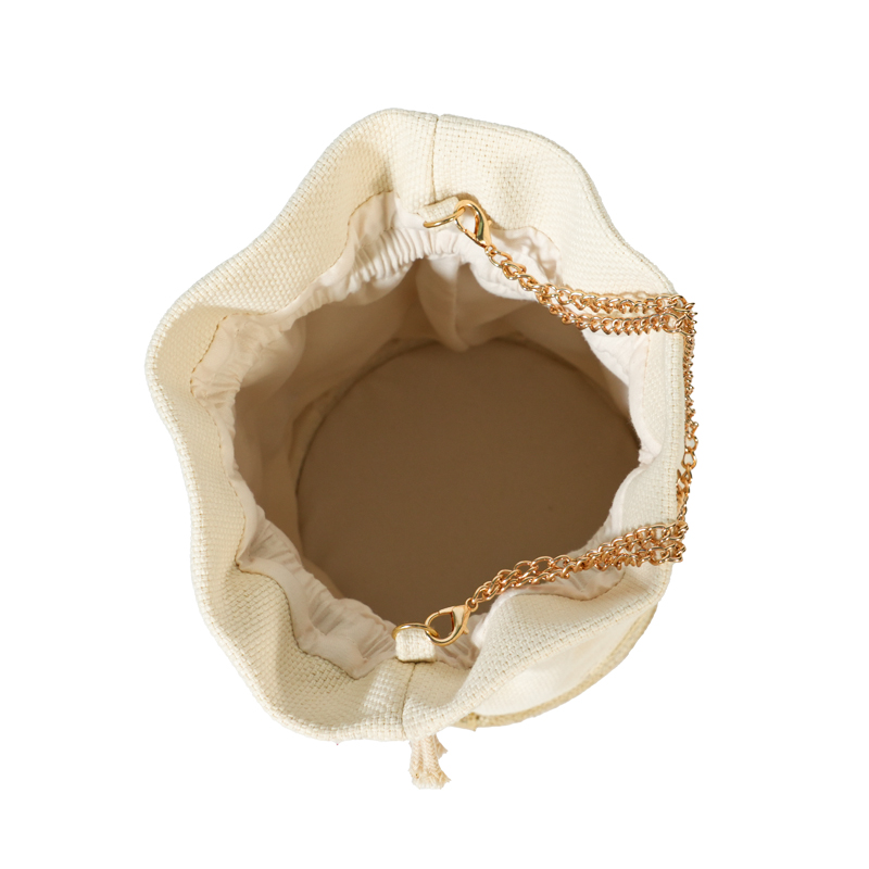 CB069 글리터 스퀸 캔버스 스플라이스트 드로우스트링 버킷백