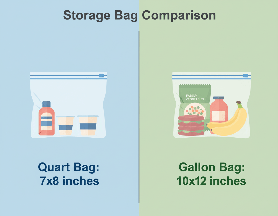 Quart Bag Vs Gallon Bag Dimensions