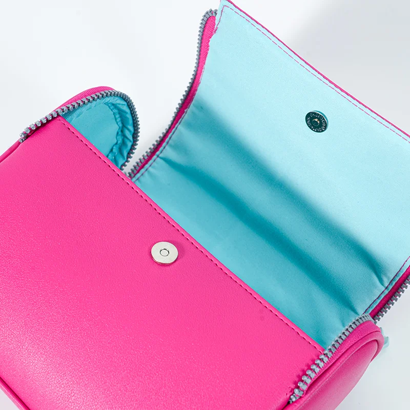 CB073 Flap Makeup Bag Dual Zipper Compact Cosmetic Pouch Wholesale