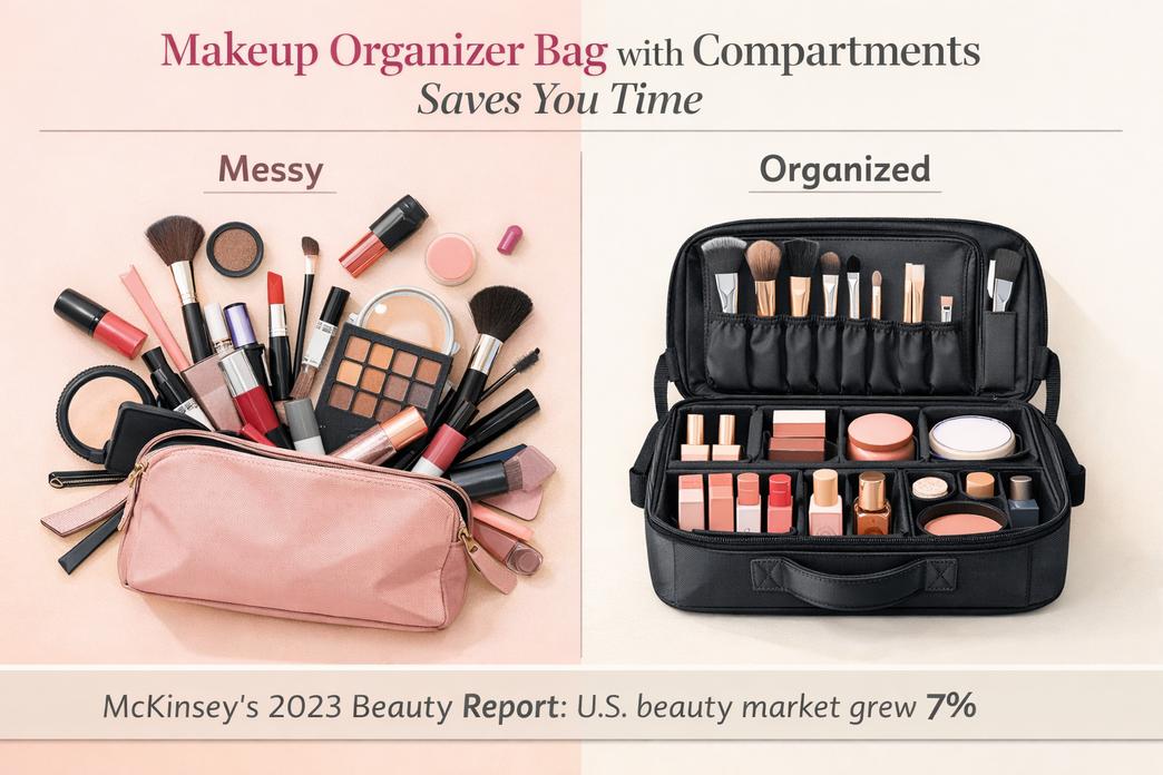 Why a Makeup Organizer Bag With Compartments Saves You Time？